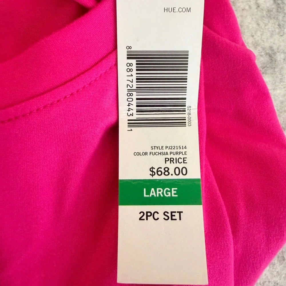 HUE Pajama Set Womens Large Pink Flamingo Long Sleeve Sleepwear Loungewear NWT
